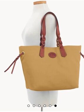 Dooney & Bourke Nylon Shopper Tote Bag with Braided Accents in Khaki